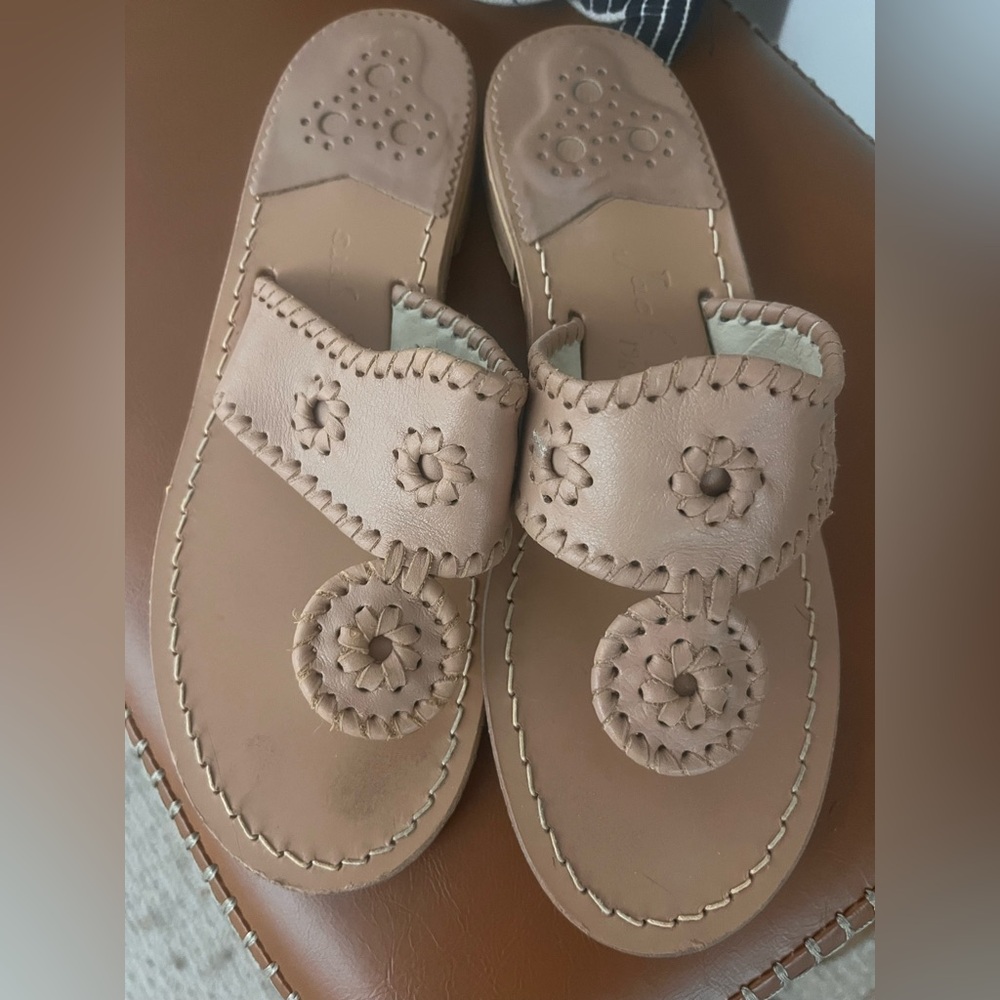 Women's Beige Leather Sandals - Picture 2 of 3